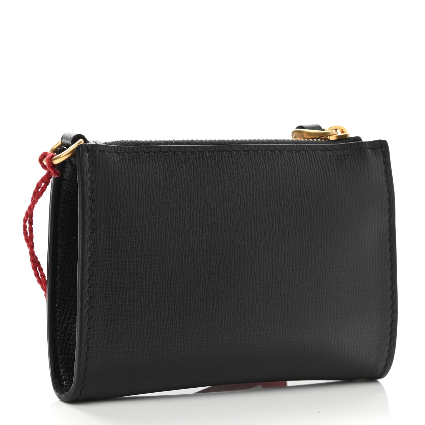 Grained Calfskin Flip Lock Coin Case Card Holder Black