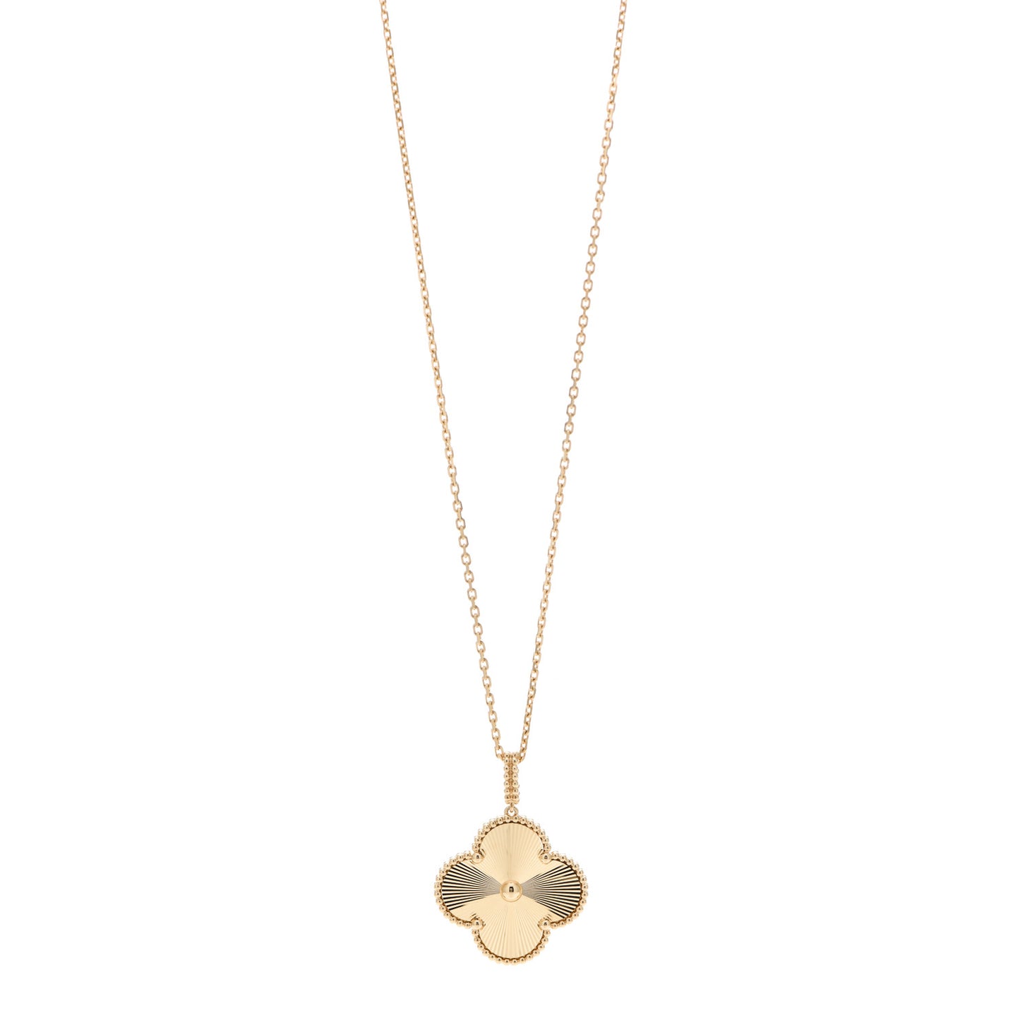 18K Yellow Gold Guilloche Magic Alhambra Long Necklace