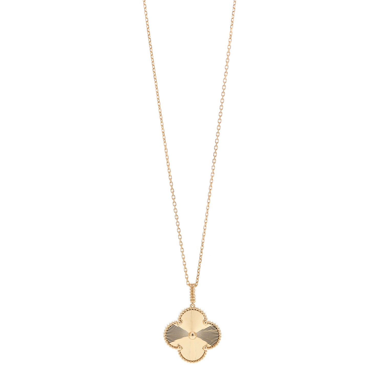 Van Cleef & Arpels 18K Yellow Gold Guilloche Magic Alhambra Long Necklace 1 of 6