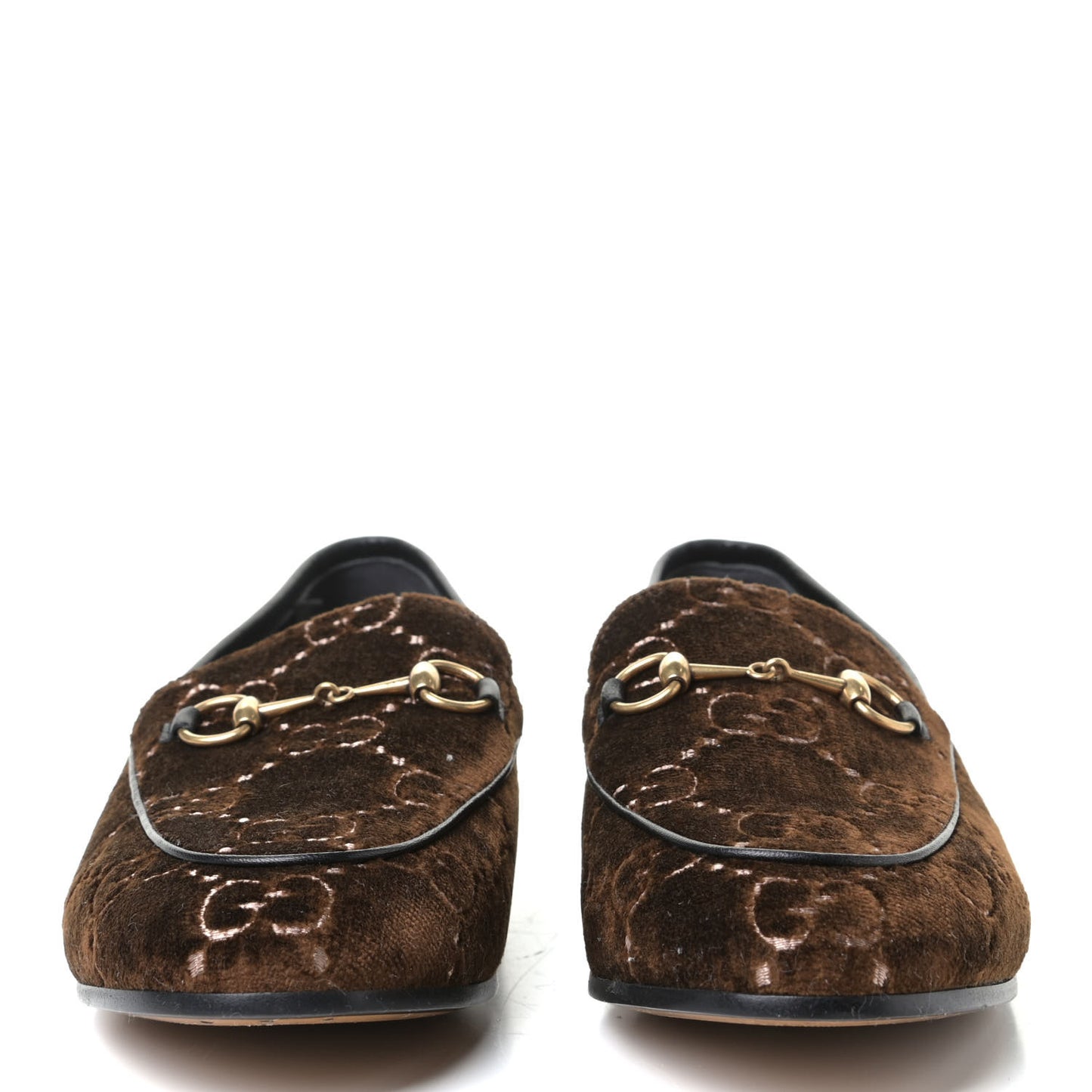 Velvet GG Monogram Horsebit Womens Jordaan Loafers 39.5 Brown Black