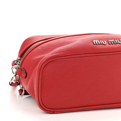 Miu Miu Goatskin Madras Mini Top Handle Vanity Case Fuoco 7 of 8