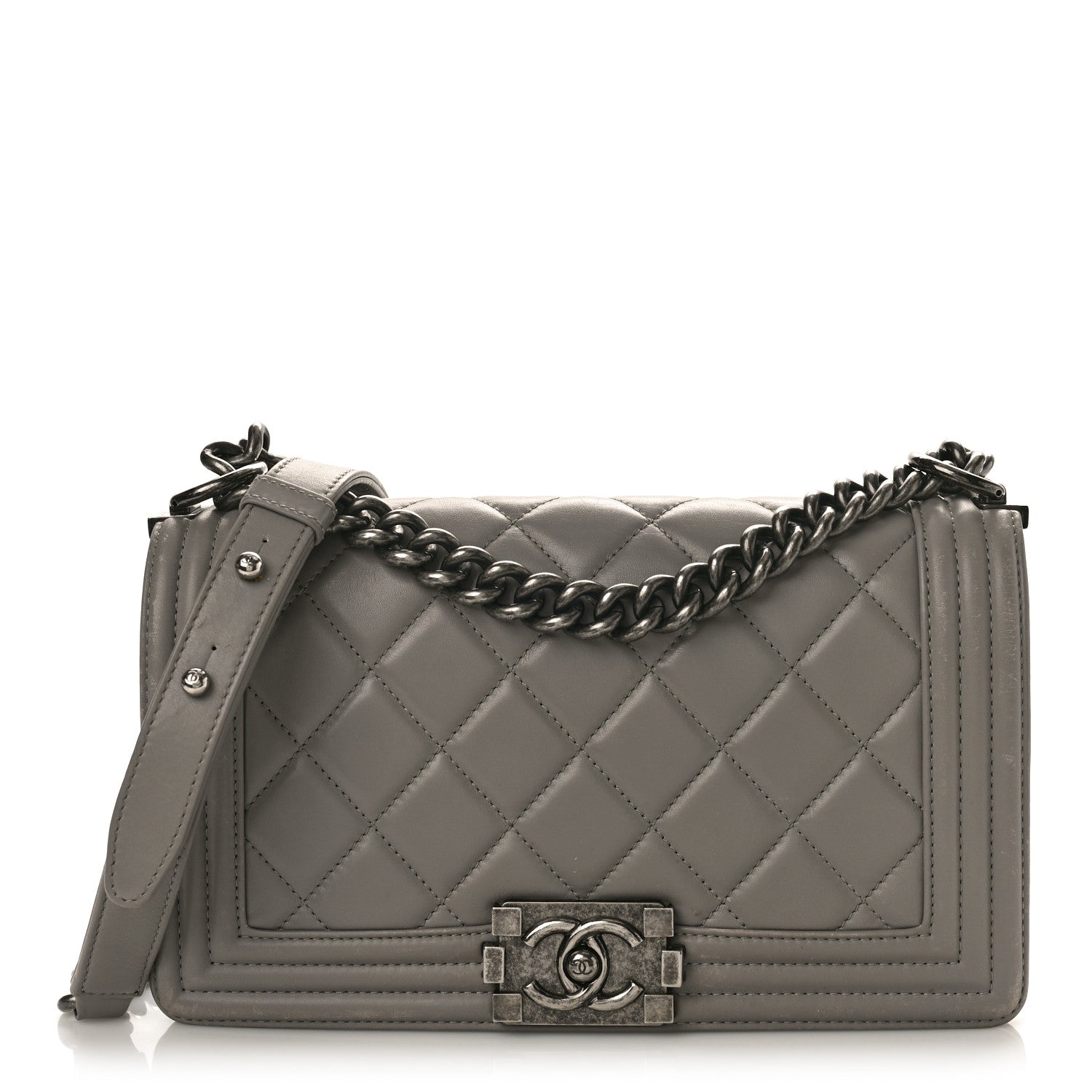 Chanel Lambskin Quilted Small Boy Flap Grey 1 of 12