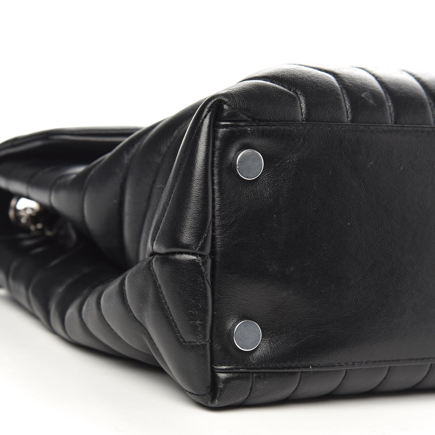 Calfskin Y Quilted Monogram Large Loulou Chain Satchel Black
