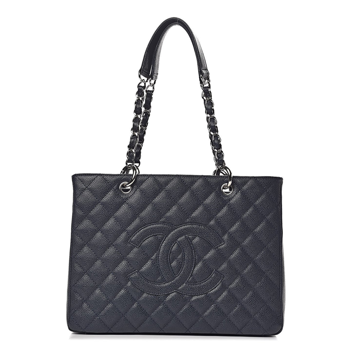 Caviar Quilted Grand Shopping Tote GST Dark Navy Blue