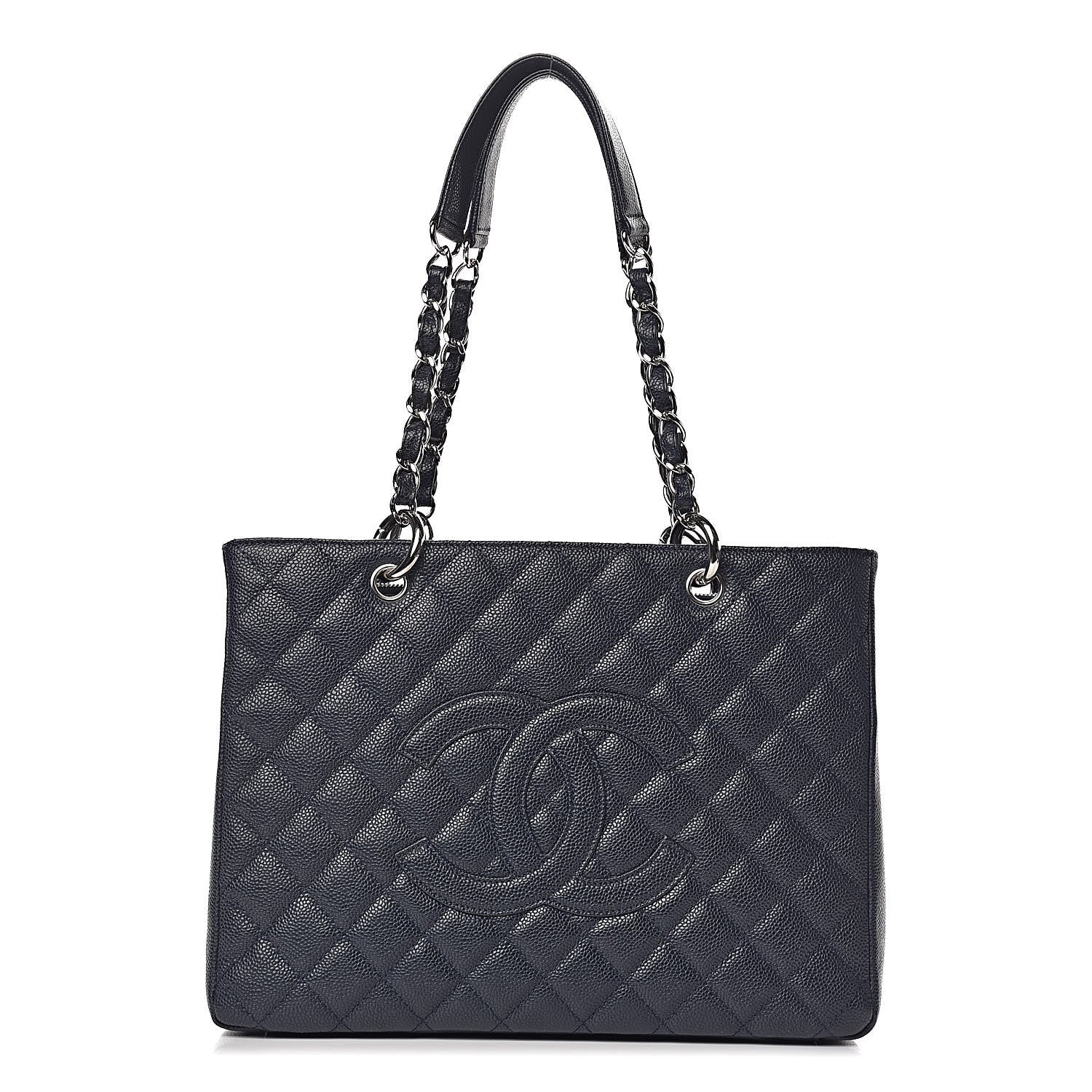 Chanel Caviar Quilted Grand Shopping Tote GST Dark Navy Blue 1 of 10