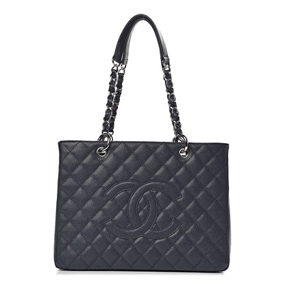 Chanel Caviar Quilted Grand Shopping Tote GST Dark Navy Blue 1 of 10