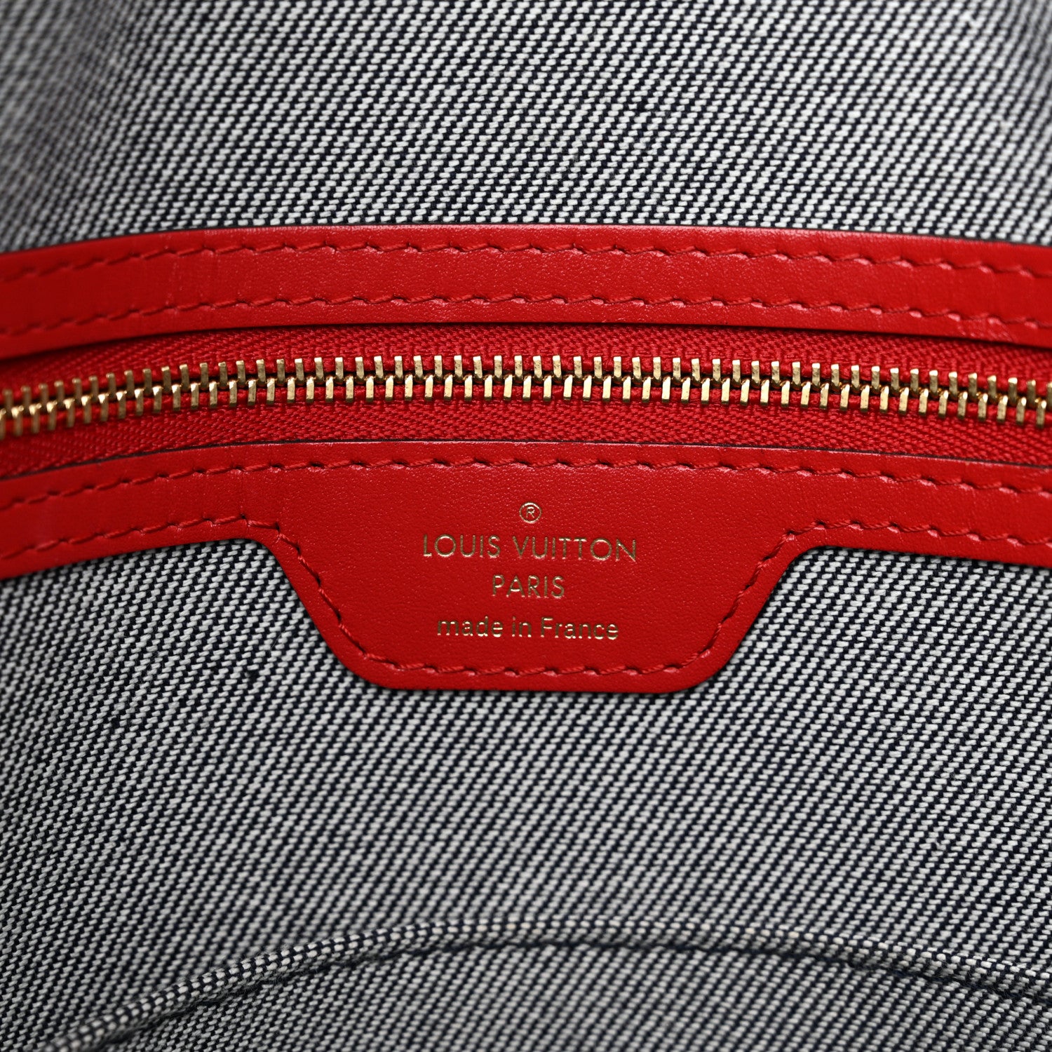 Louis Vuitton Denim Damier Monogram Onthego Blue Rouge 6 of 12