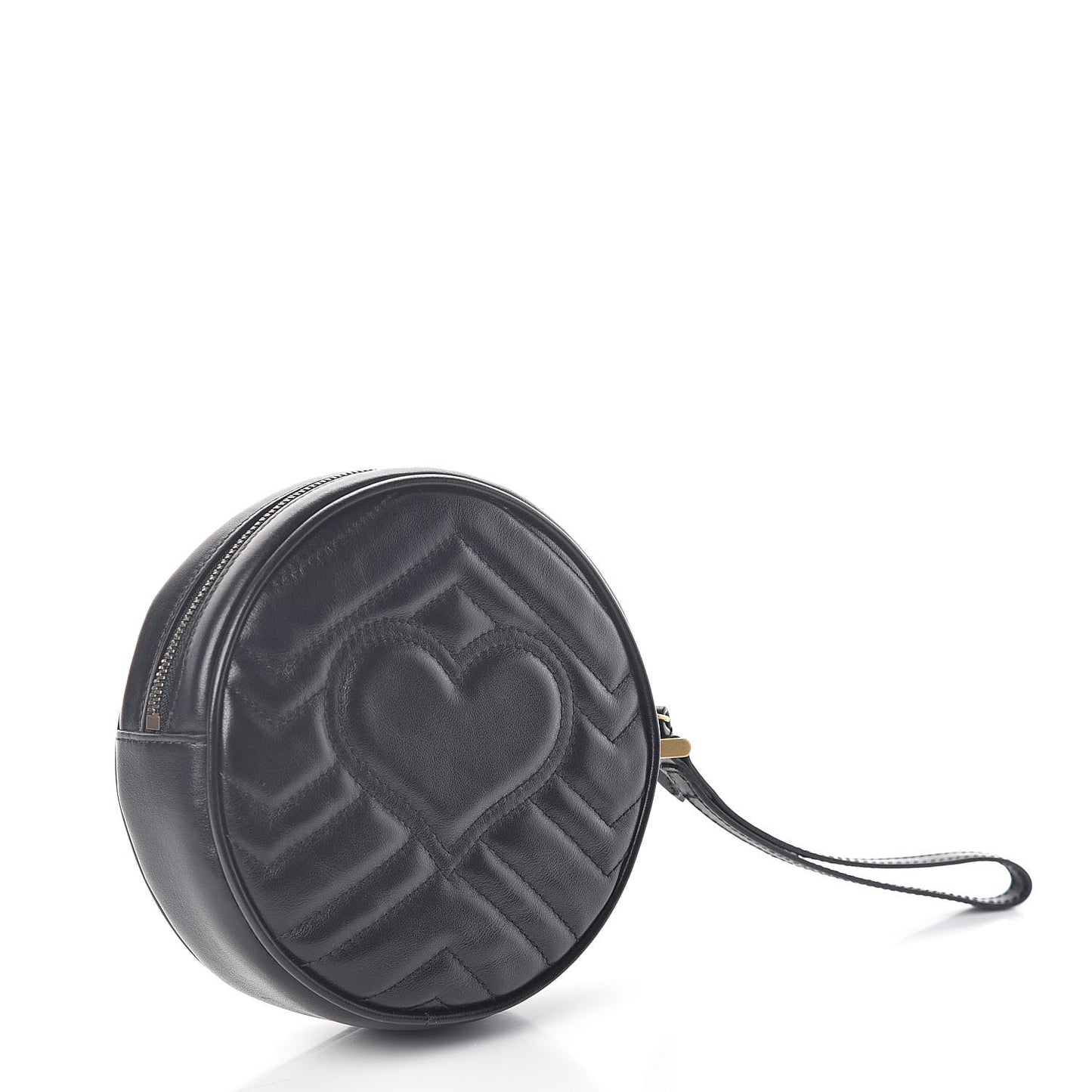 Calfskin Matelasse GG Marmont Round Wrist Wallet Black
