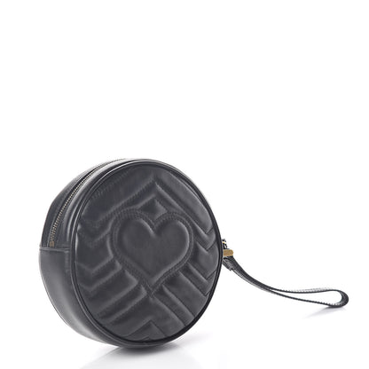 Gucci Calfskin Matelasse GG Marmont Round Wrist Wallet Black 3 of 8