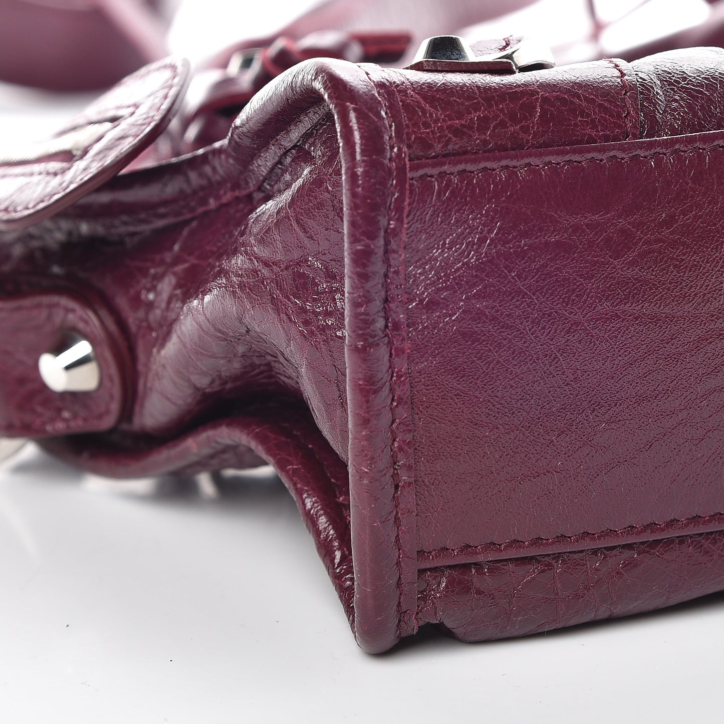 Agneau Classic Silver Hardware Mini City Violet Prune