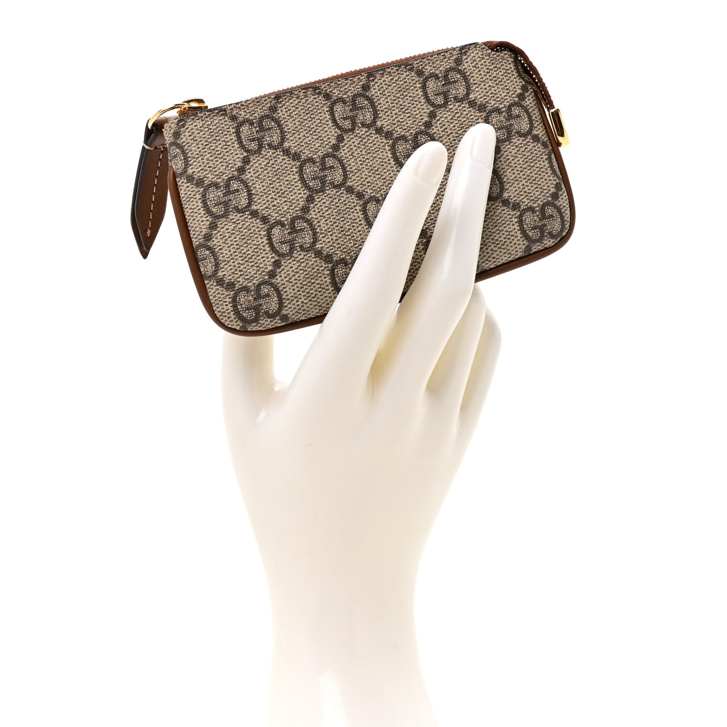 GG Supreme Monogram Key Case Beige Ebony Cuir