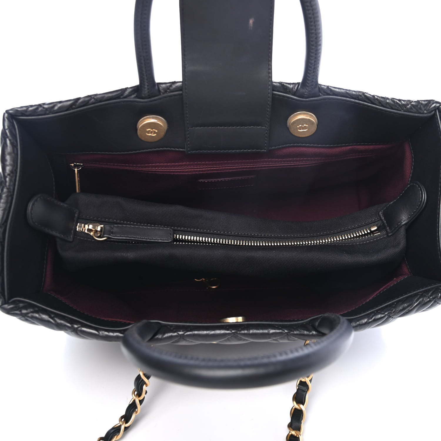 Chanel Aged Calfskin Quilted Large Coco Handle Shopping Tote Black 4 of 4