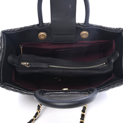 Chanel Aged Calfskin Quilted Large Coco Handle Shopping Tote Black 4 of 4