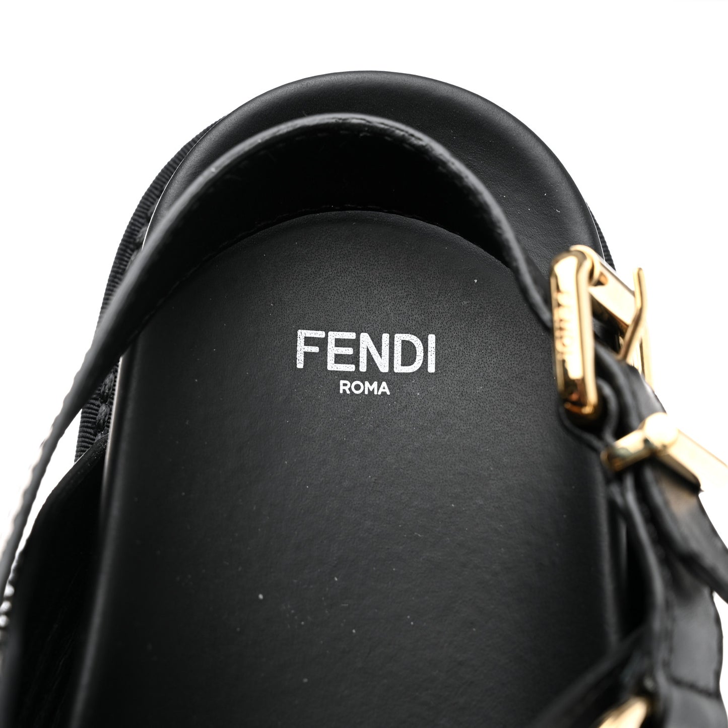 Vitello Mink F is Fendi FF Slingback Flat Sandals 39.5 Tobacco Black