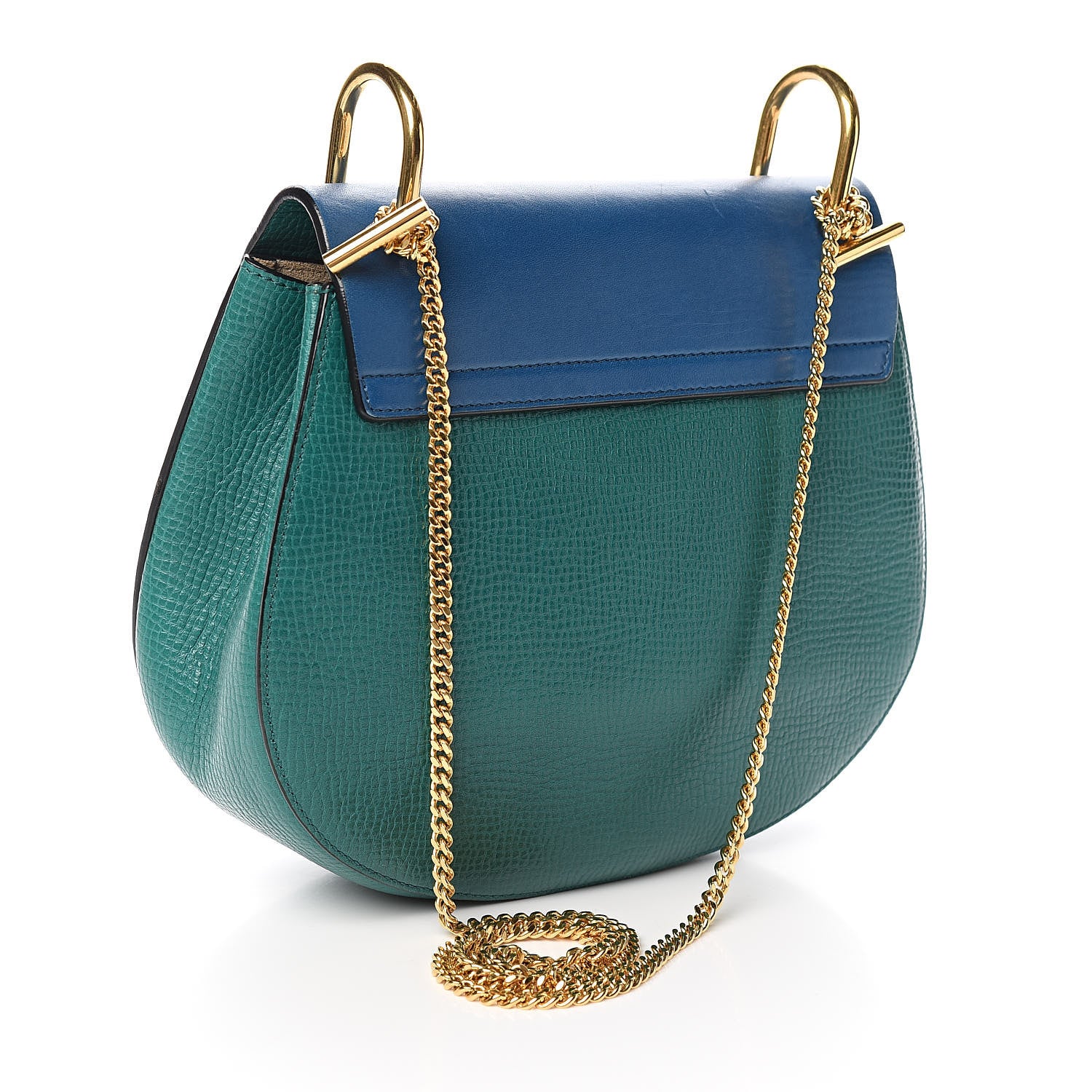 Chloe Grained Calfskin Lambskin Bi-Color Drew Shoulder Bag Stone Green 3 of 11