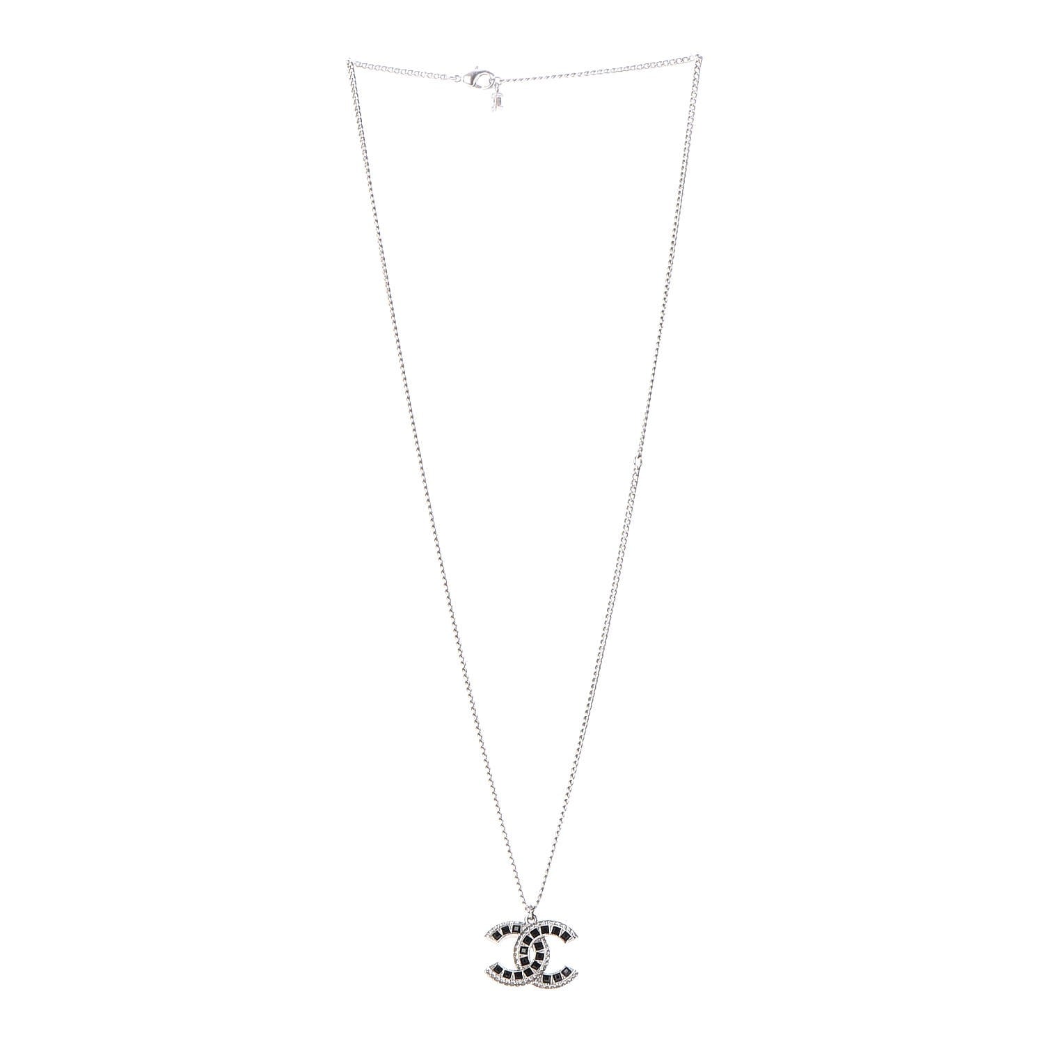 Chanel Ruthenium Baguette Crystal CC Necklace Black 3 of 7