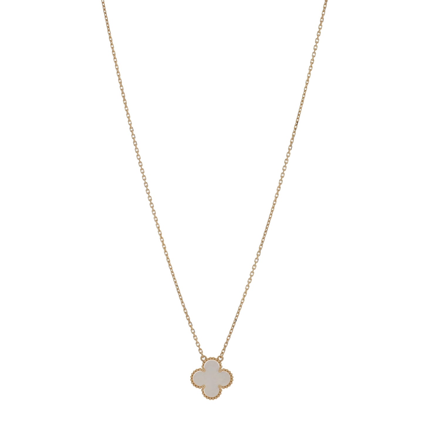 18K Yellow Gold Mother of Pearl Vintage Alhambra Pendant Necklace