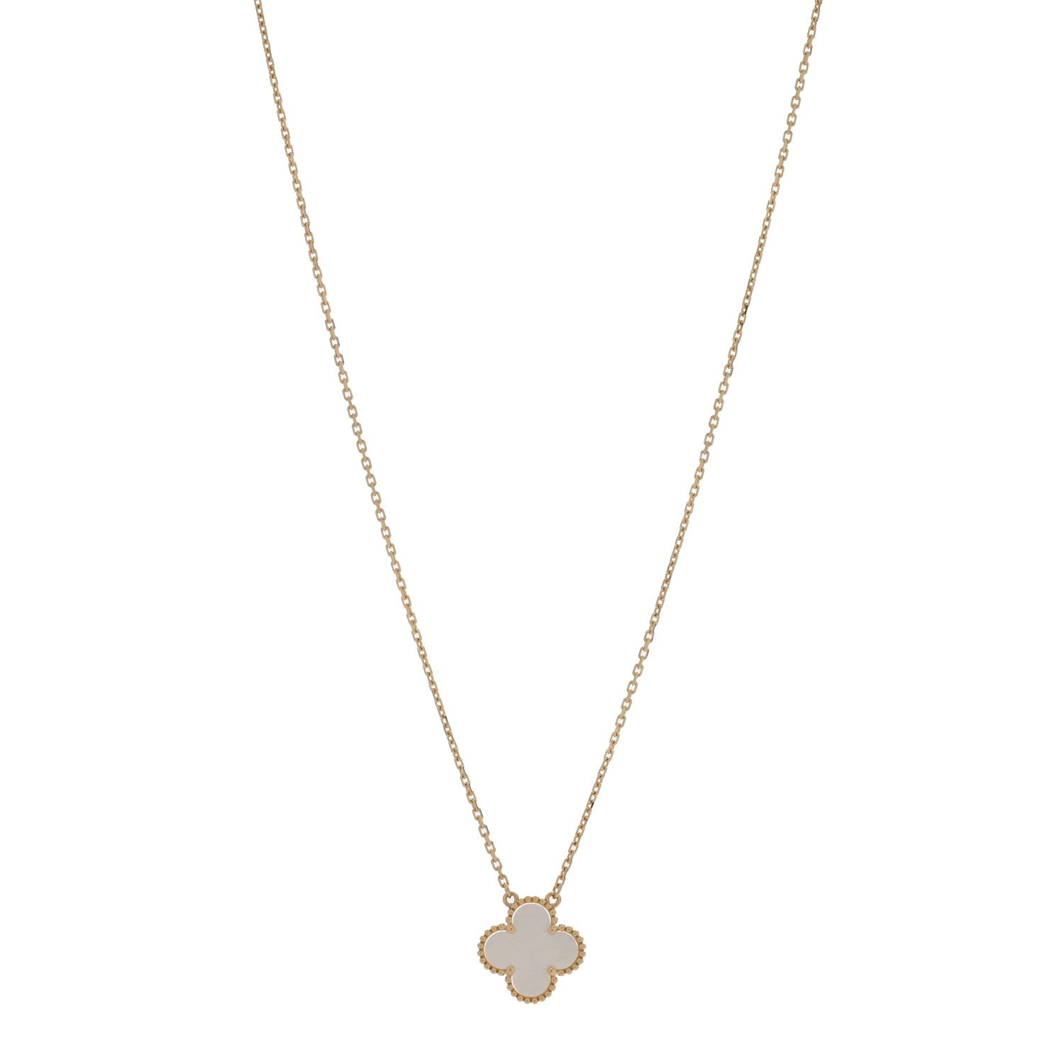 Van Cleef & Arpels 18K Yellow Gold Mother of Pearl Vintage Alhambra Pendant Necklace 1 of 5