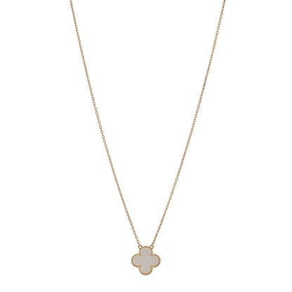 Van Cleef & Arpels 18K Yellow Gold Mother of Pearl Vintage Alhambra Pendant Necklace 1 of 5
