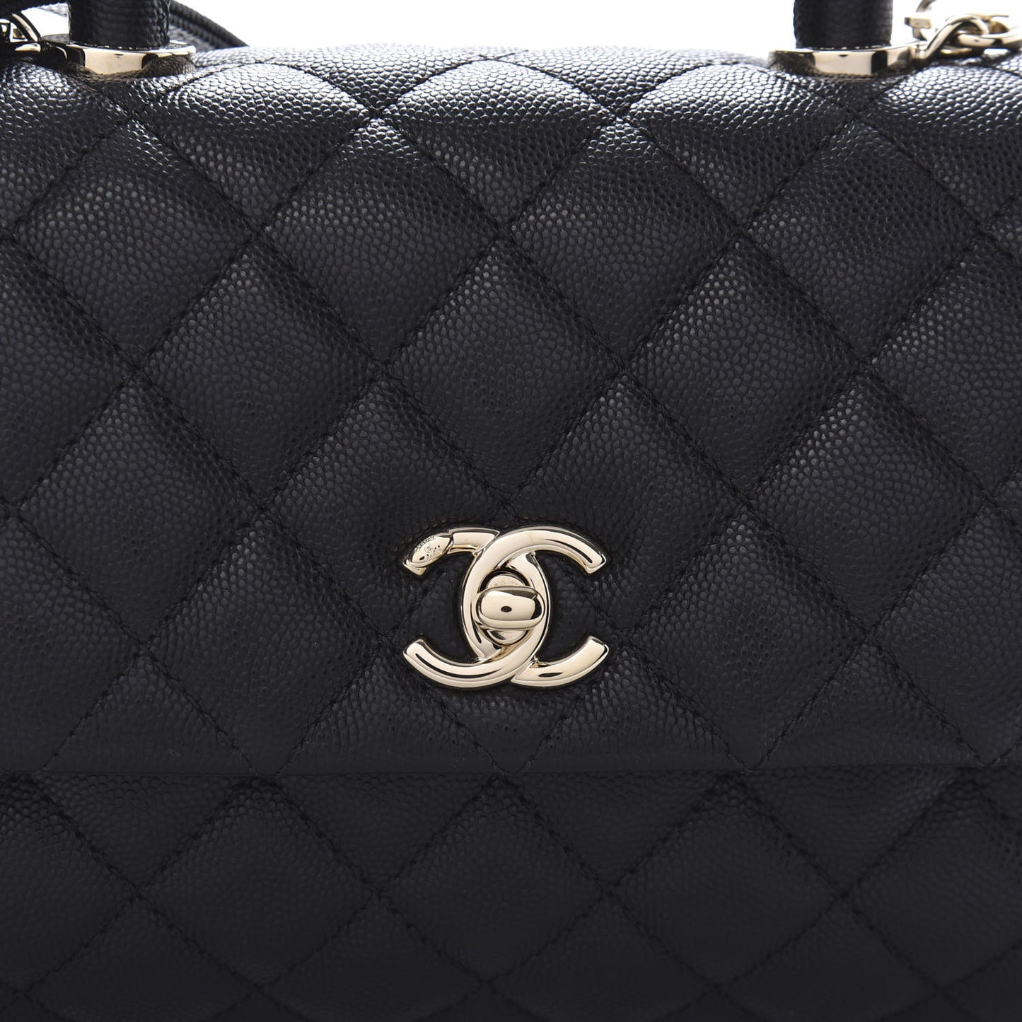Caviar Quilted Mini Coco Handle Flap Black