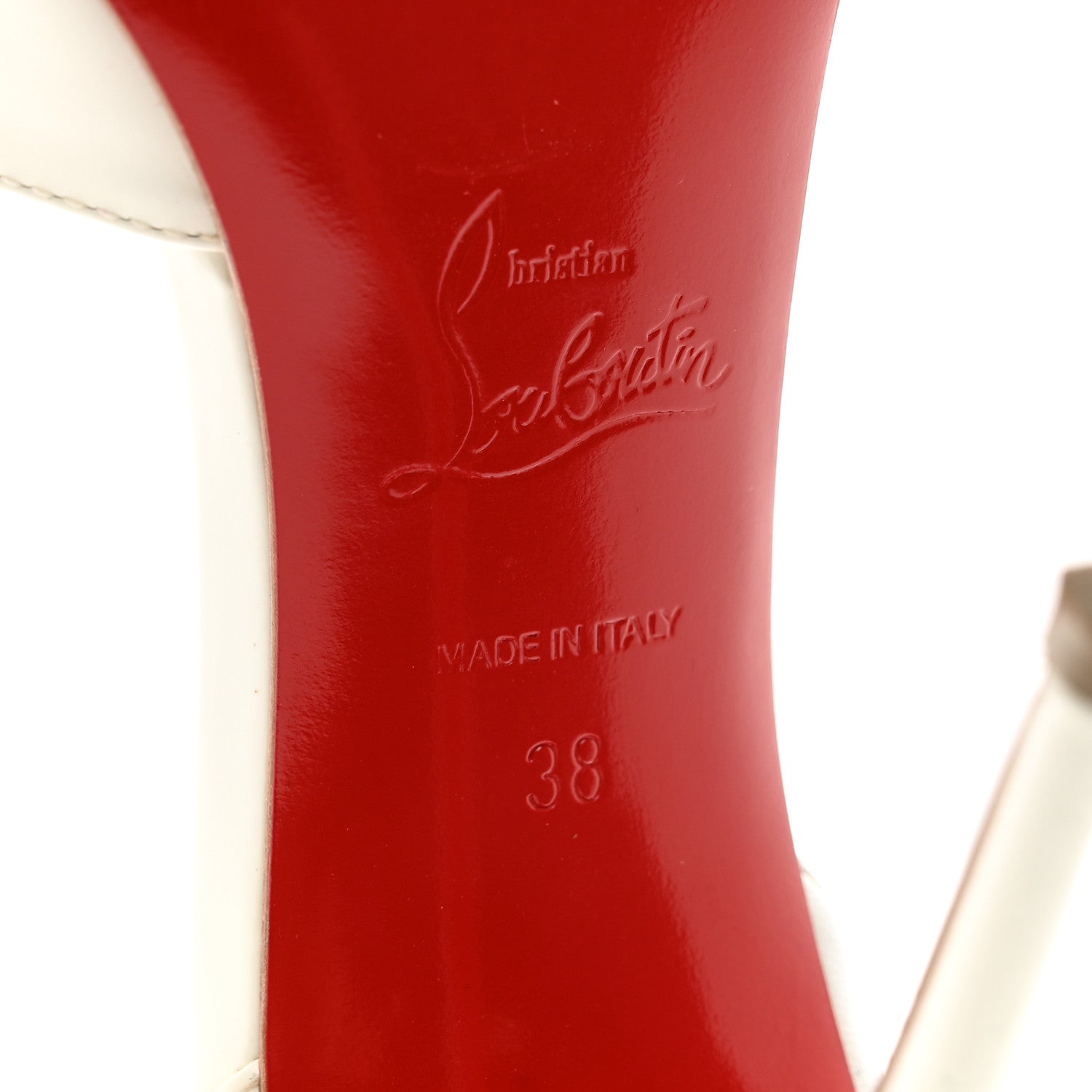 Christian Louboutin Patent Kid Round And Square 100 Pumps 38 Bianco 7 of 12