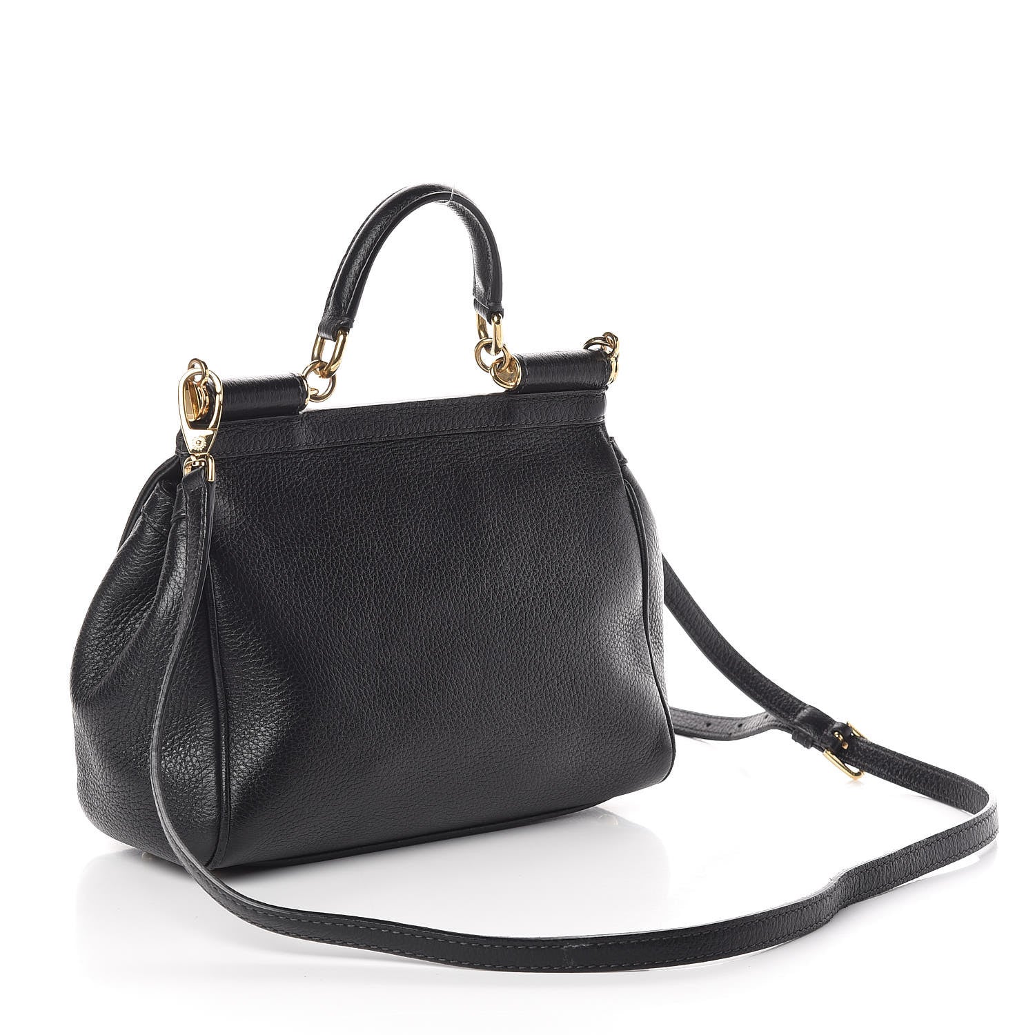 Dolce & Gabbana Grained Deerskin Medium Miss Sicily Satchel Black 3 of 9