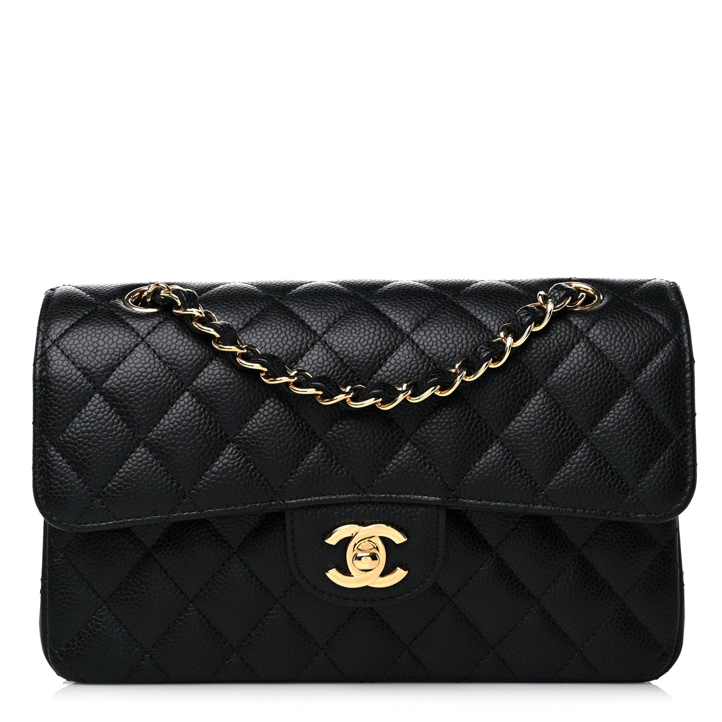 Caviar Quilted Small Double Flap Black