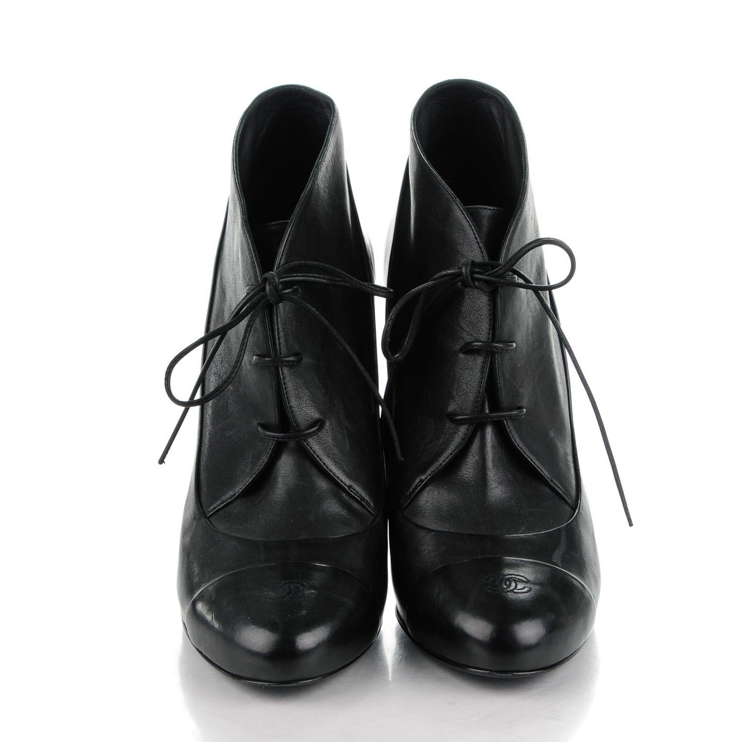 Lambskin Lacets Cap Toe Booties 40.5 Black