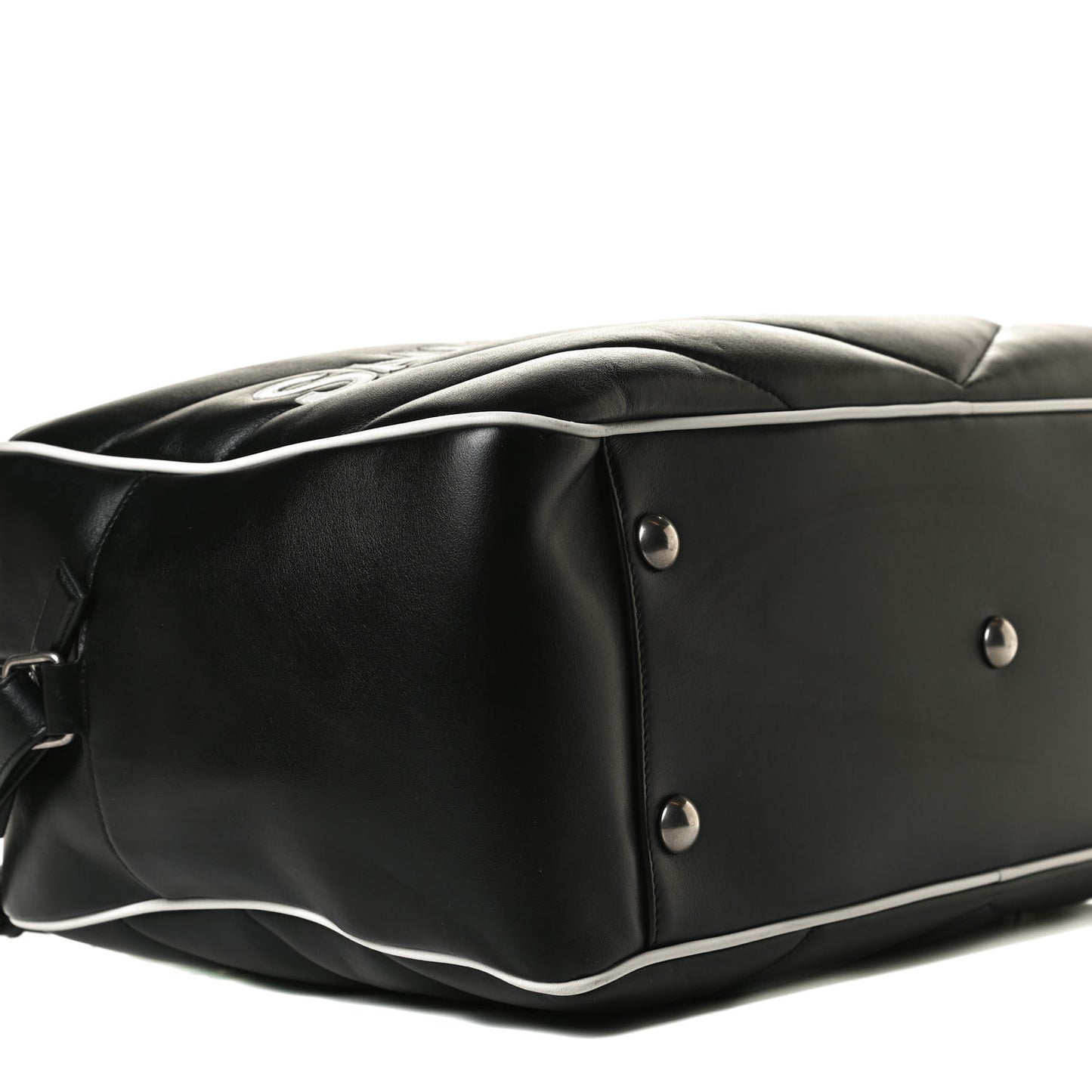 Calfskin Miles Logo Bowler Duffel Bag Black