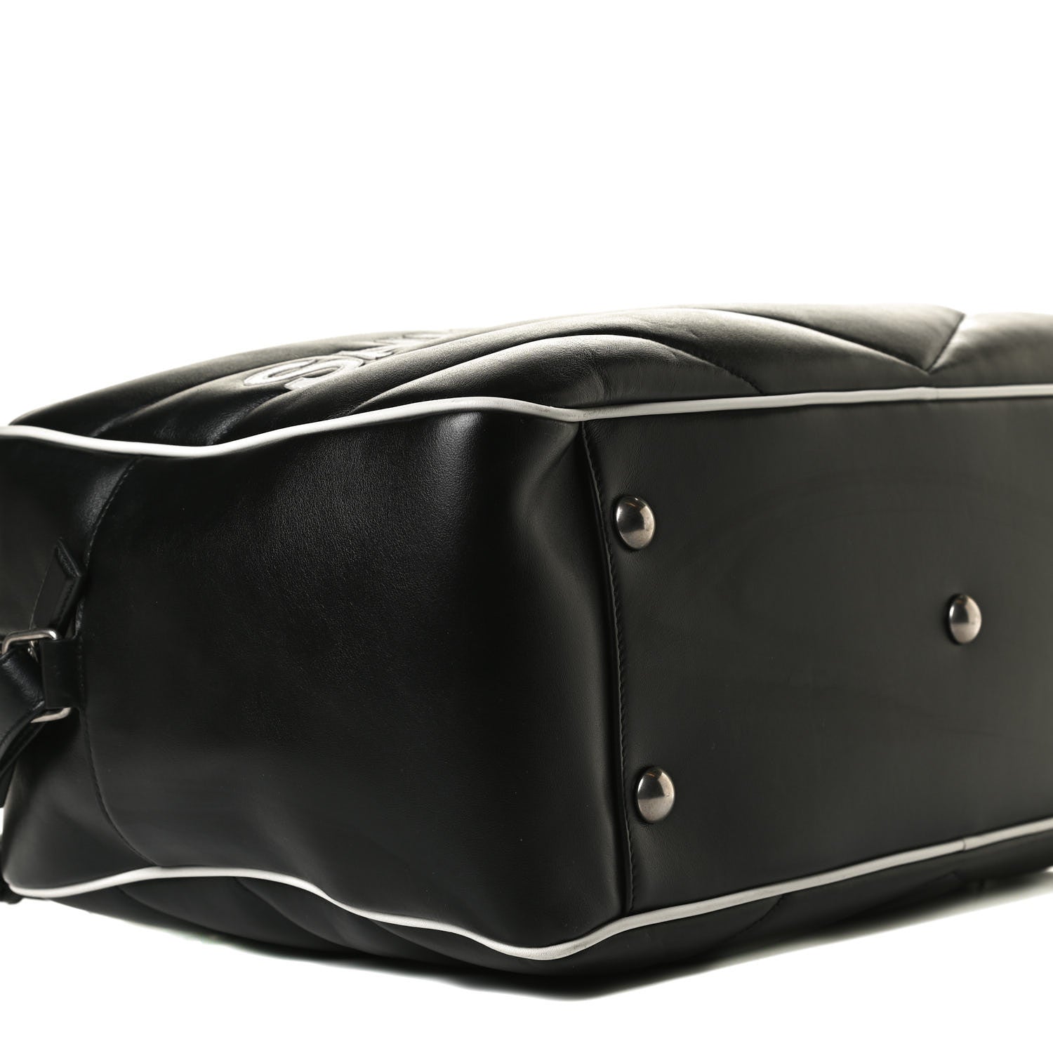 Saint Laurent Calfskin Miles Logo Bowler Duffel Bag Black 9 of 18