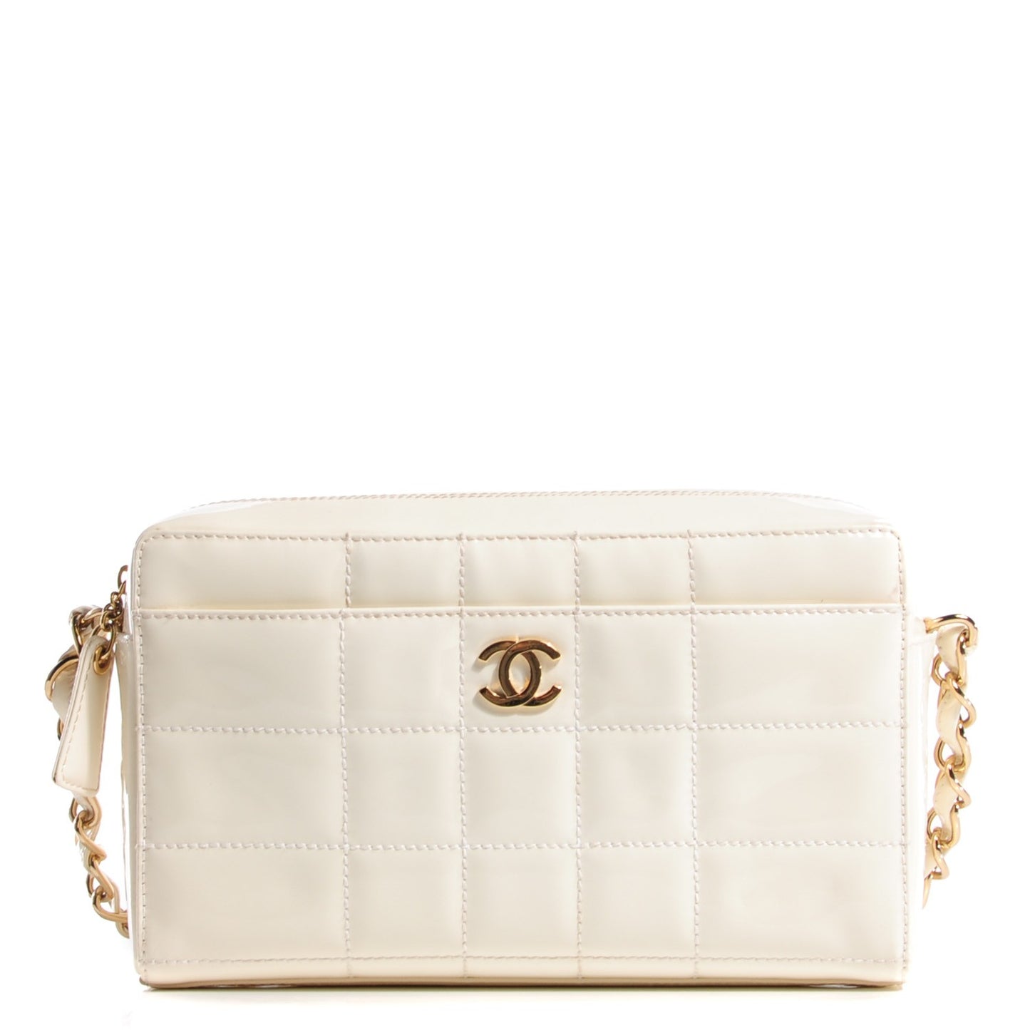 Patent Square Quilted Camera Case White