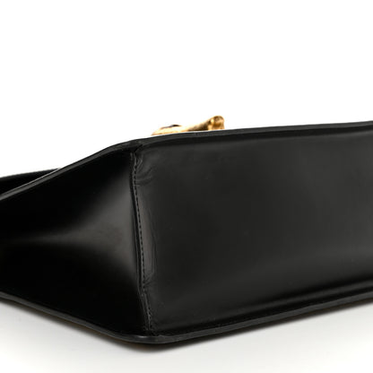Gucci Glossy Calfskin Snakeskin Beetle Print Large Fox Broche Bamboo Top Handle Bag Black 9 of 10