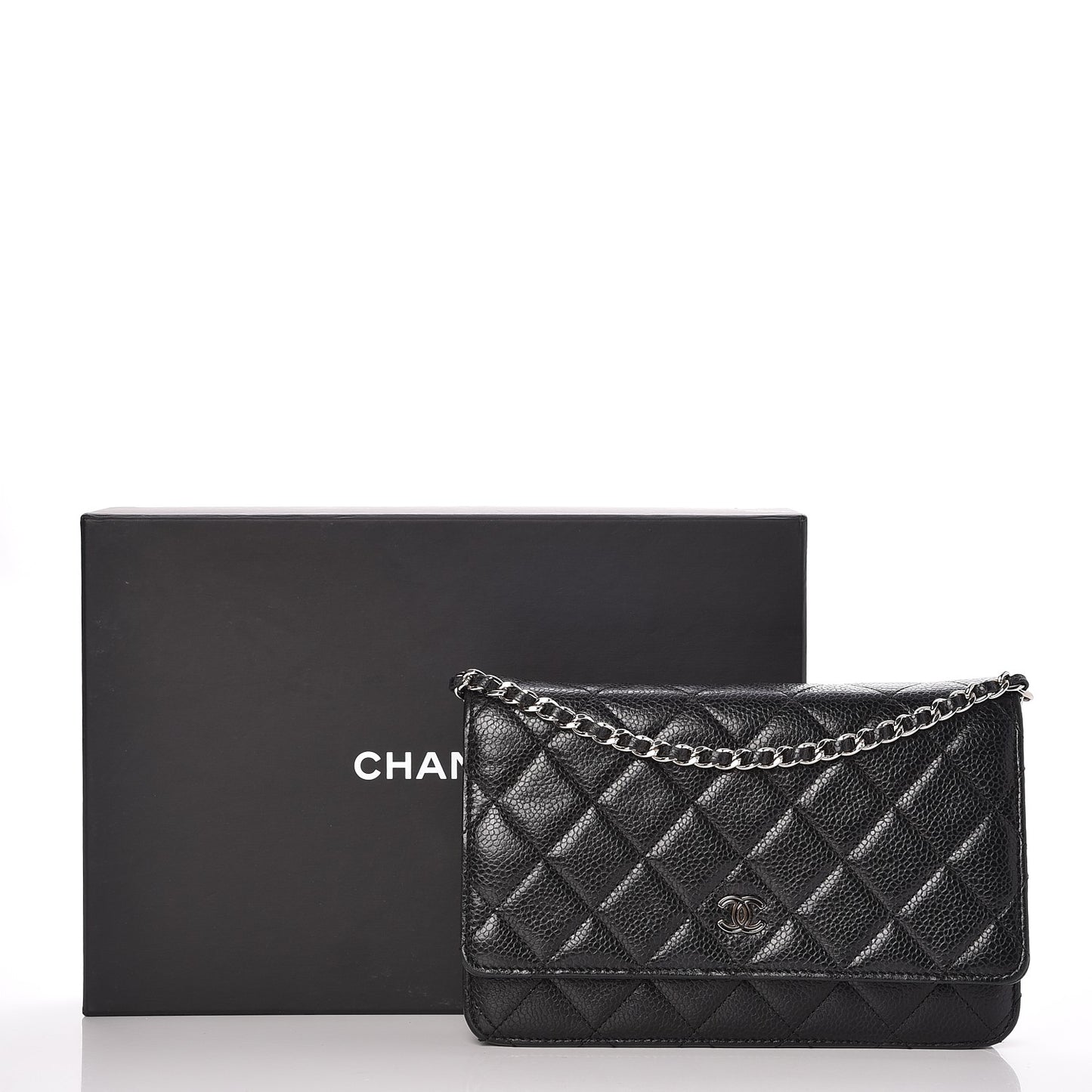 Caviar Quilted Wallet On Chain WOC Black