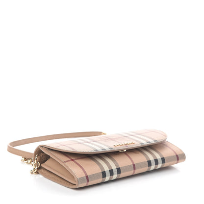 Burberry Haymarket Check Henley Wallet On Chain Mid Camel 4 of 9