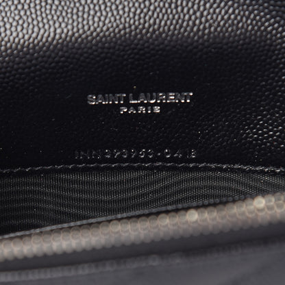 Saint Laurent Grain De Poudre Matelasse Chevron Monogram Envelope Chain Wallet Black 7 of 10