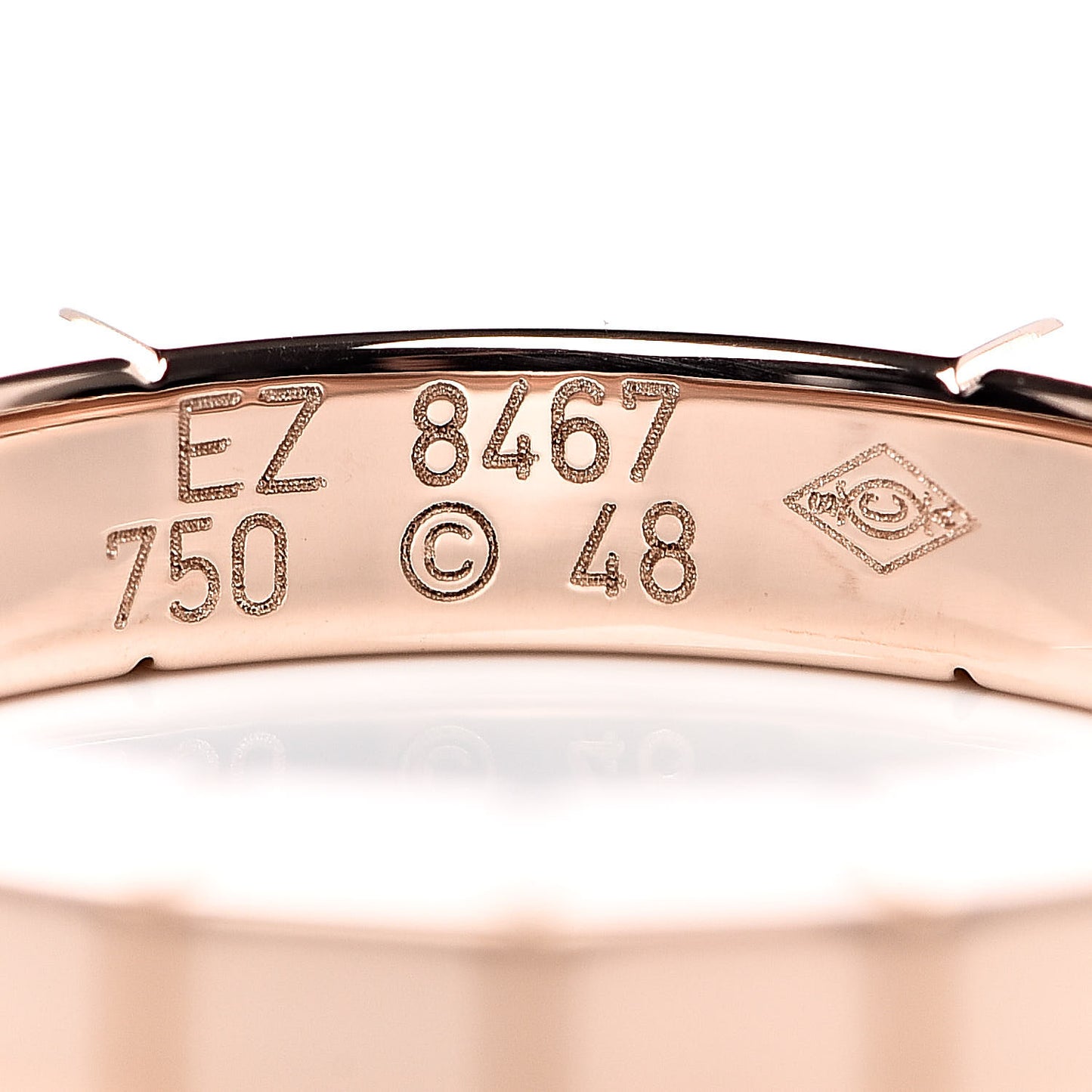 18K Pink Gold 3mm Lanieres Ring 48 4.5