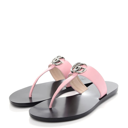 Gucci Calfskin GG Marmont Thong Sandals 37 Wild Rose 3 of 10