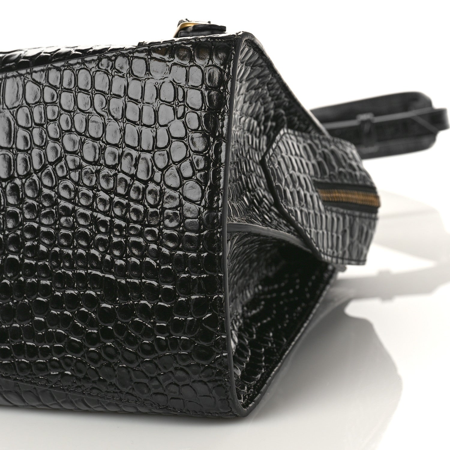 Balenciaga Shiny Supple Calfskin Crocodile Embossed Brass Hardware Neo Classic City Black 8 of 8