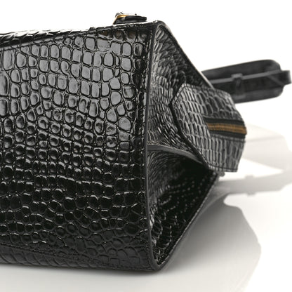 Balenciaga Shiny Supple Calfskin Crocodile Embossed Brass Hardware Neo Classic City Black 8 of 8