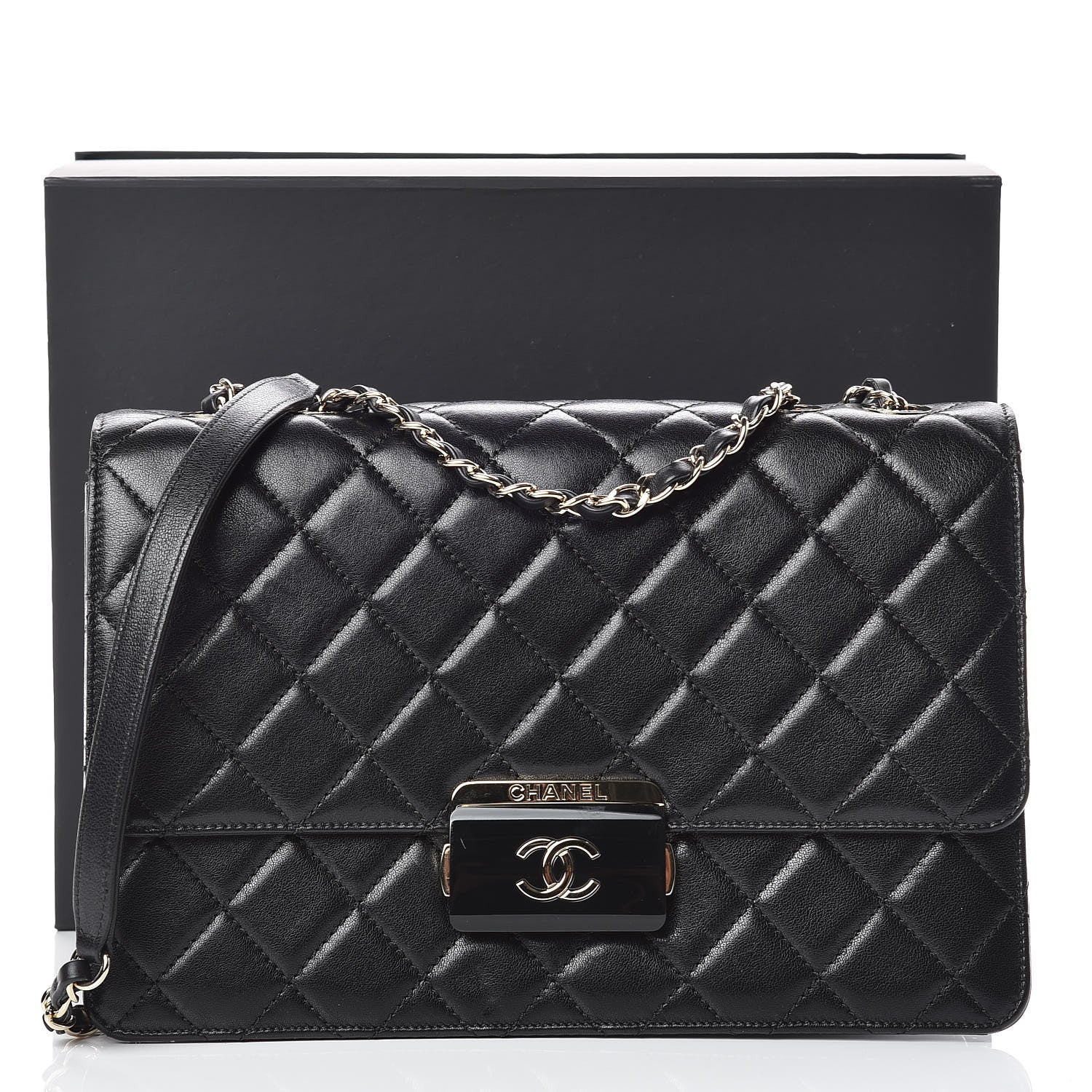 Chanel Sheepskin Quilted Large Beauty Lock Flap Black 11 of 11