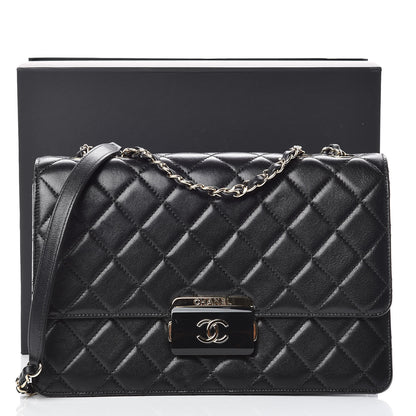 Chanel Sheepskin Quilted Large Beauty Lock Flap Black 11 of 11