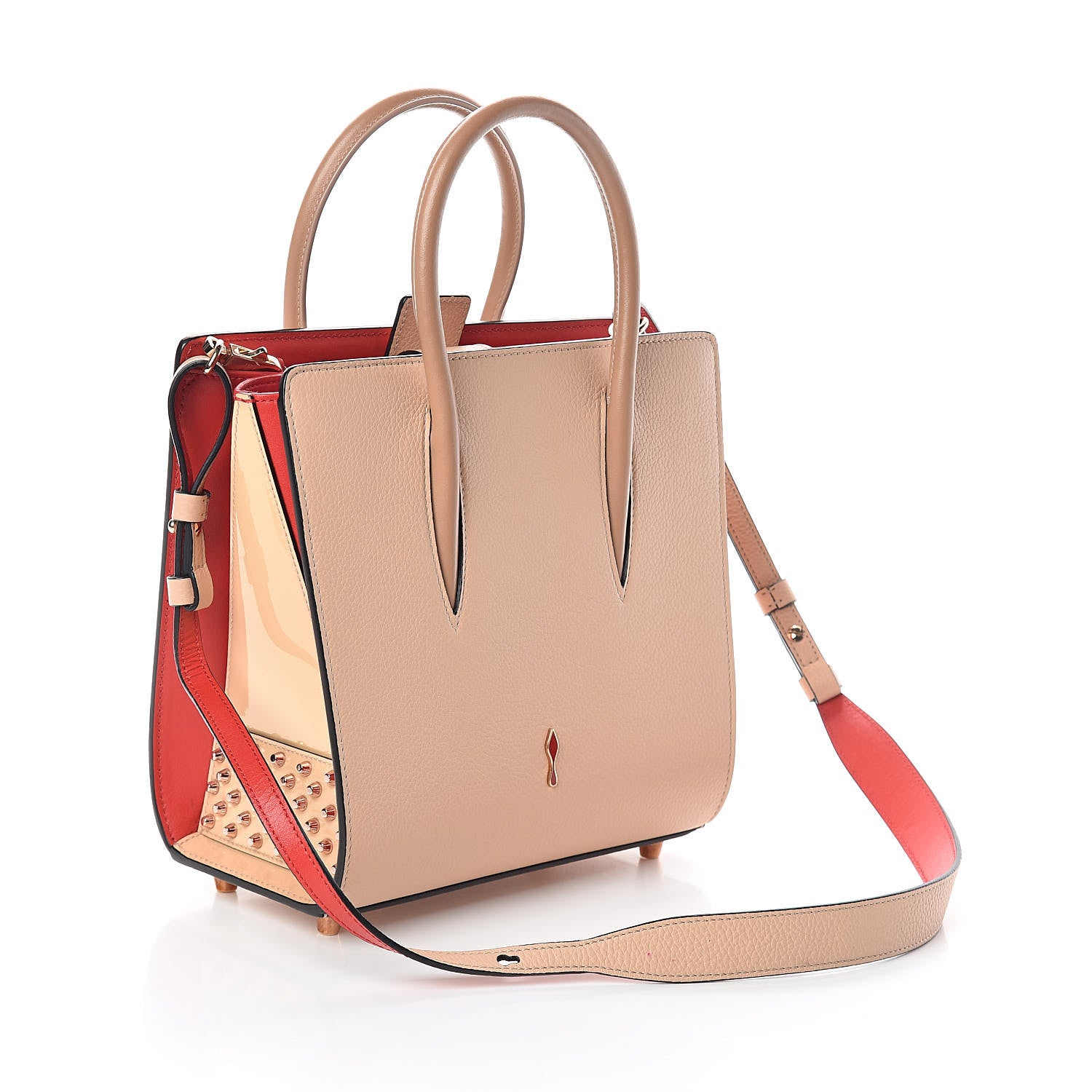 Christian Louboutin Calfskin Patent Studded Small Paloma Naturel Rose Gold 3 of 11