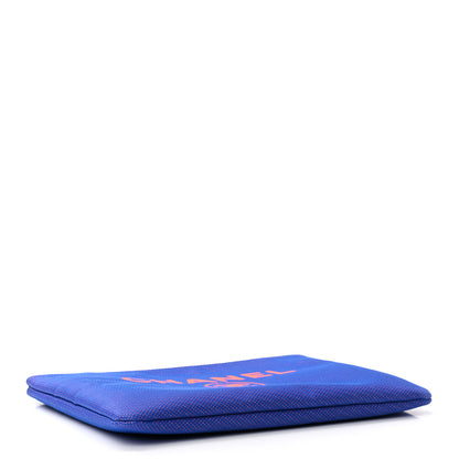 Chanel Mixed Fibers Medium Deauville Pouch Clutch Blue Orange 4 of 7