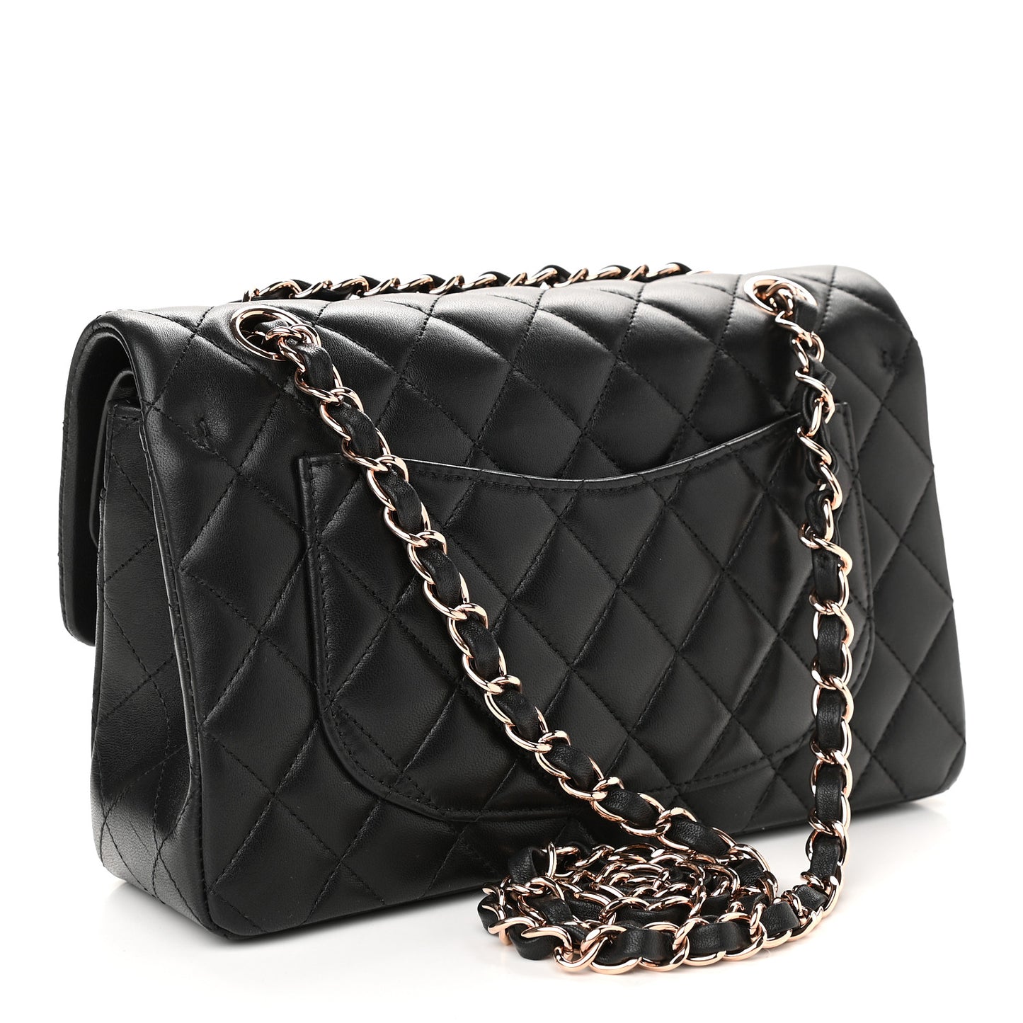 Lambskin Quilted Small Double Flap Black
