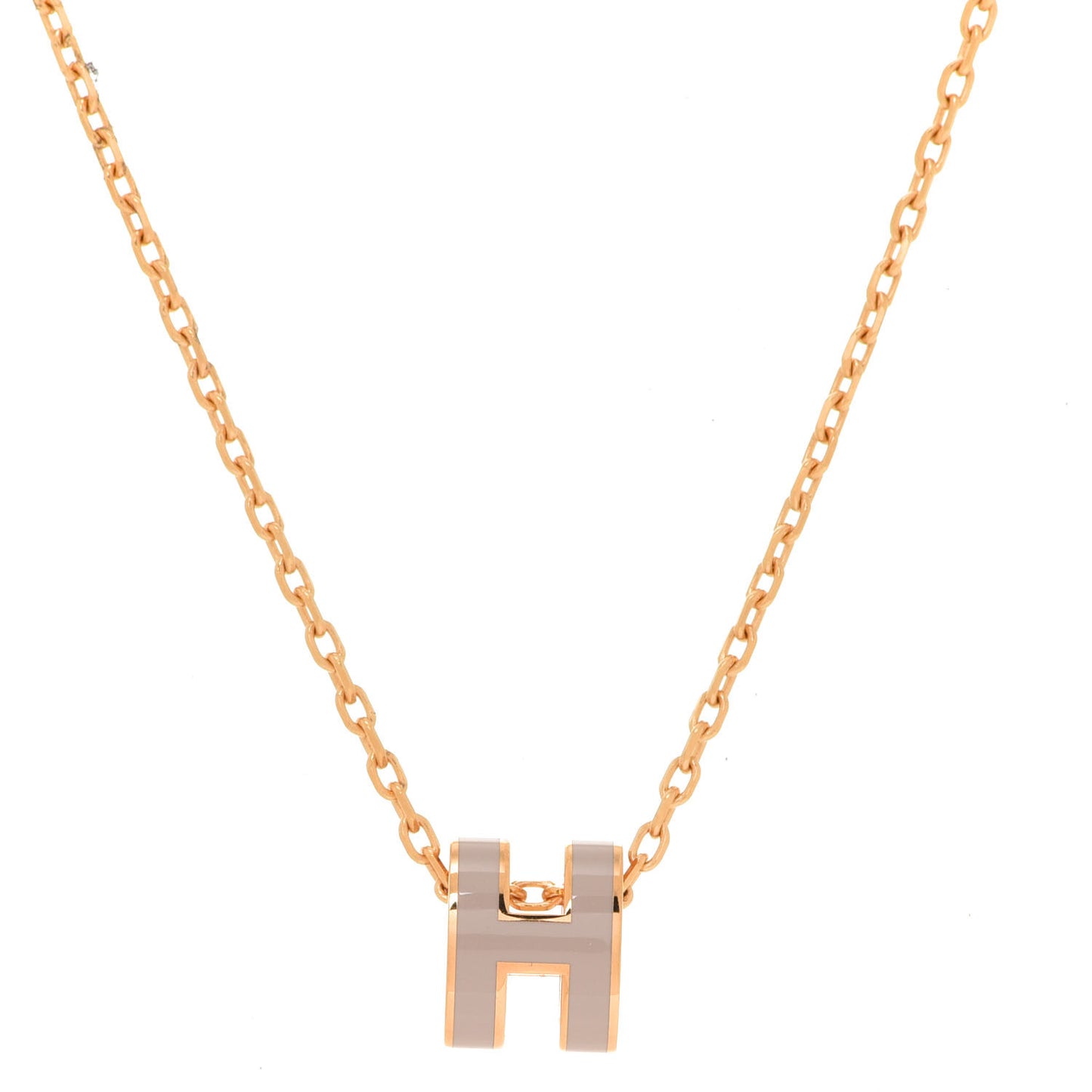 Lacquered Rose Gold Mini Pop H Pendant Necklace Marron Glace
