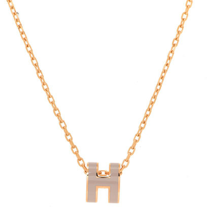 Hermes Lacquered Rose Gold Mini Pop H Pendant Necklace Marron Glace 4 of 6