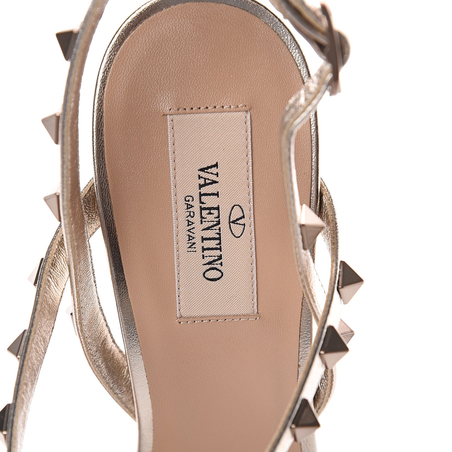 Valentino Garavani Metallic Nappa Rockstud T-Strap Slingback 85mm Sandals 39.5 Skin 6 of 7