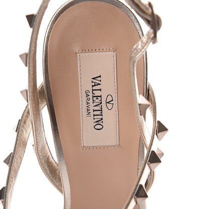 Valentino Garavani Metallic Nappa Rockstud T-Strap Slingback 85mm Sandals 39.5 Skin 6 of 7