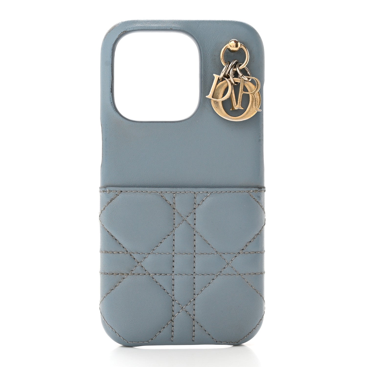 Christian Dior Lambskin Cannage Lady Dior Tech iPhone 14 Pro Case Cloud Blue 1 of 10
