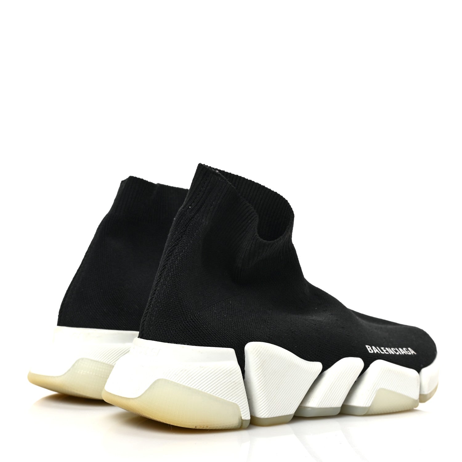 Balenciaga Technical 3D Recycled Knit Bi-Color Womens Speed 2.0 Transparent Sole Sneakers 37 Black White 4 of 6